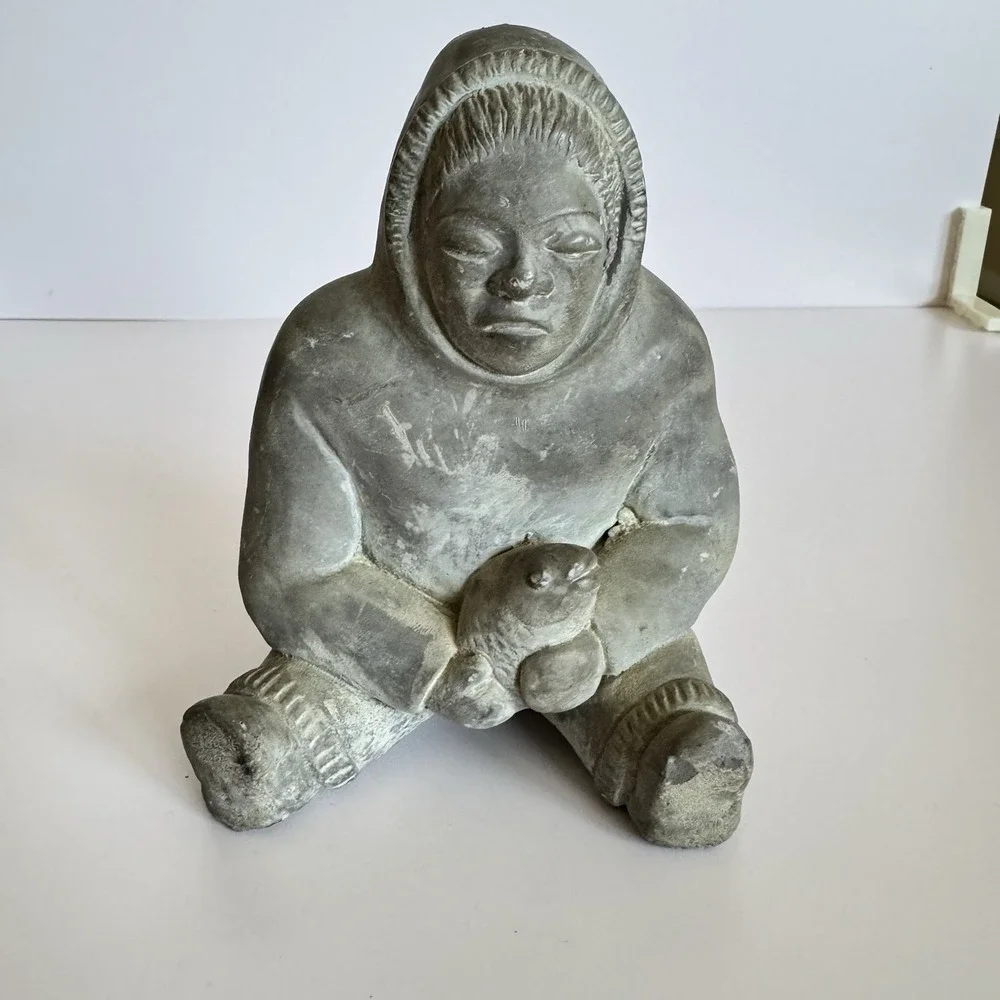 Vintage Inuit Figure Fish Soapstone Style Figurine Abbott‎ Canada Decor